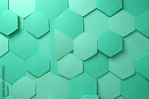 Mint Green background with hexagon pattern  3D rendering illustration. Abstract mint green wallpaper design for banner  poster or cover with copy space 