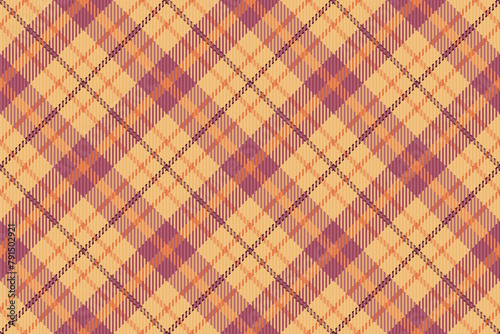 Collection seamless pattern plaid, printout textile check fabric. Scenery vector tartan background texture in orange and red colors.