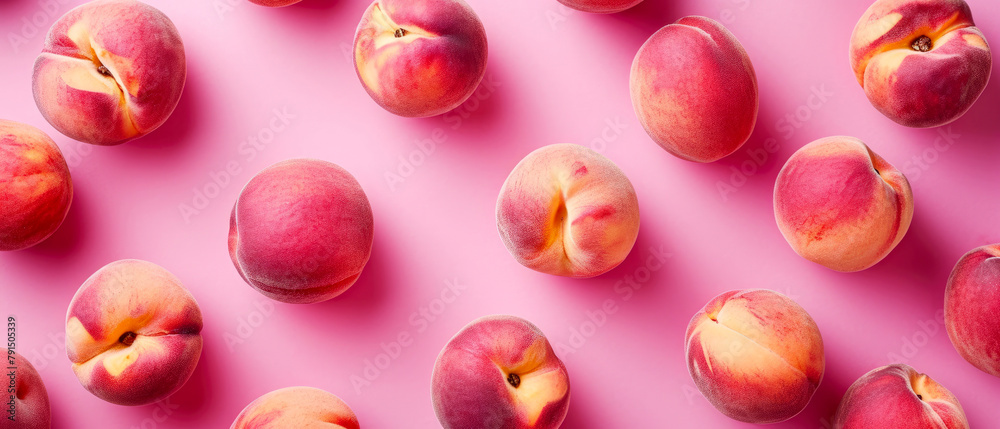 Layout with juicy peach on the pink background. Fruits mockup. peach fuzz. Generative ai Layout with juicy peach on the pink background. Fruits mockup. peach fuzz. Generative ai