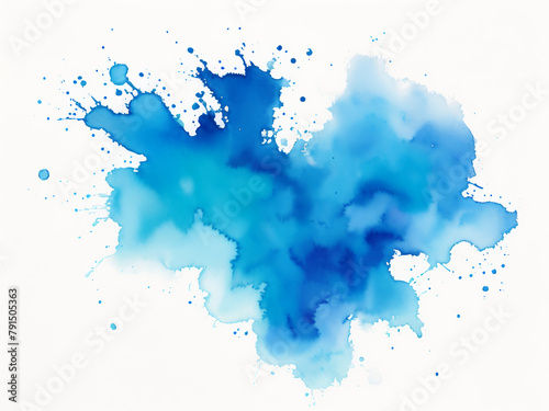 abstract background bright blue watercolor strokes, splashes, drops, stains, texture pattern, element,AI generated