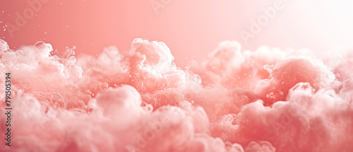 Close up of pink abstract texture with shapes, particles. Clouds, fluff, fur, painted effect. Trendy, surreal peach fuzz background. Generative ai