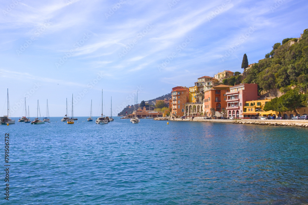 Panorama of village Villefranche Sur Mer in France