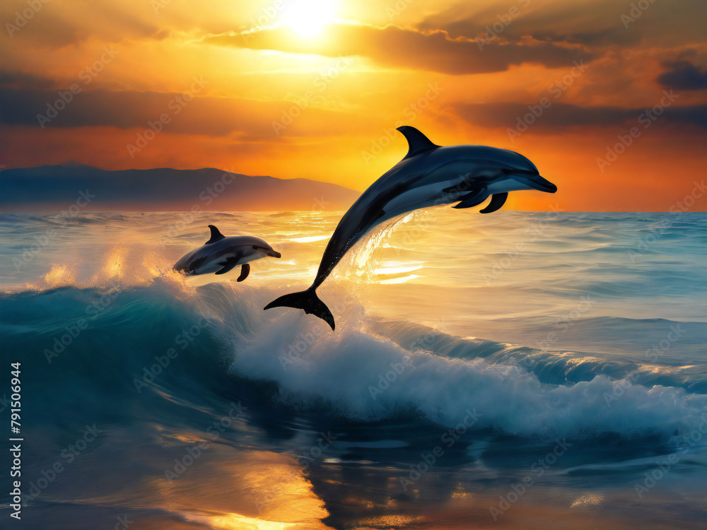 Dolphin jumping from the sea surface