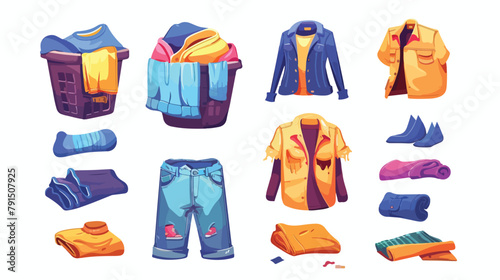 Dirty and clean clothes flat vector illustrations s