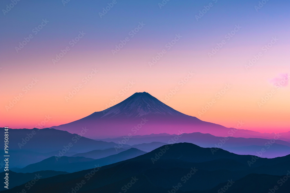Silhouette of a single mountain peak against a clear sky during sunrise or sunset, with clean lines and negative space emphasizing the majesty of the natural landscape. Silhouette of a single mountain peak against a clear sky during sunrise or sunset, with clean lines and negative space emphasizing the majesty of the natural landscape.