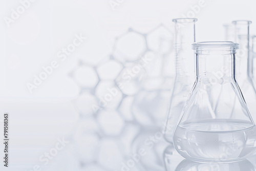 Clear glassware in a bright scientific laboratory setting