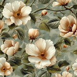 Gentle Taupe Floral Garden Tapestry