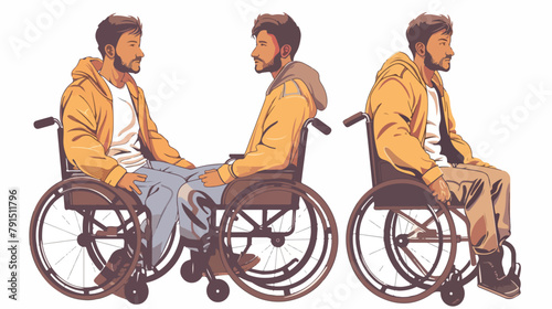 Man in wheelchair. Hand drawn style vector design illustrations