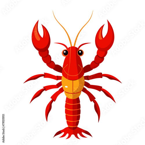 Lobster vector illustration. Cartoon isolated red crawfish, whole underwater crayfish with claws and tail, sea crustacean animal and exotic luxury lobster meal for delicatessen restaurant menu © Oleksiy