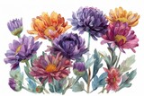 watercolor of chrysanthemum clipart with bold and vibrant blooms. flowers frame,botanical border. ai generated