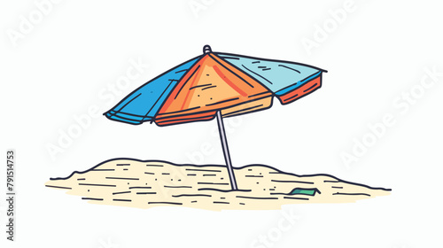 Beach and umbrella icon. Flat design style.