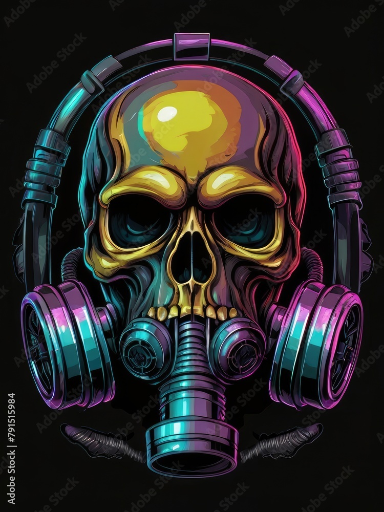 Skull wearing a gas mask illustration Portait Skull wearing a gas mask illustration Portait