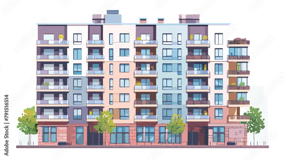 New apartment building in the residential area. Vector