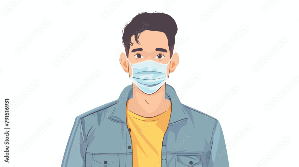 Man wearing face mask. Hand drawn style vector design