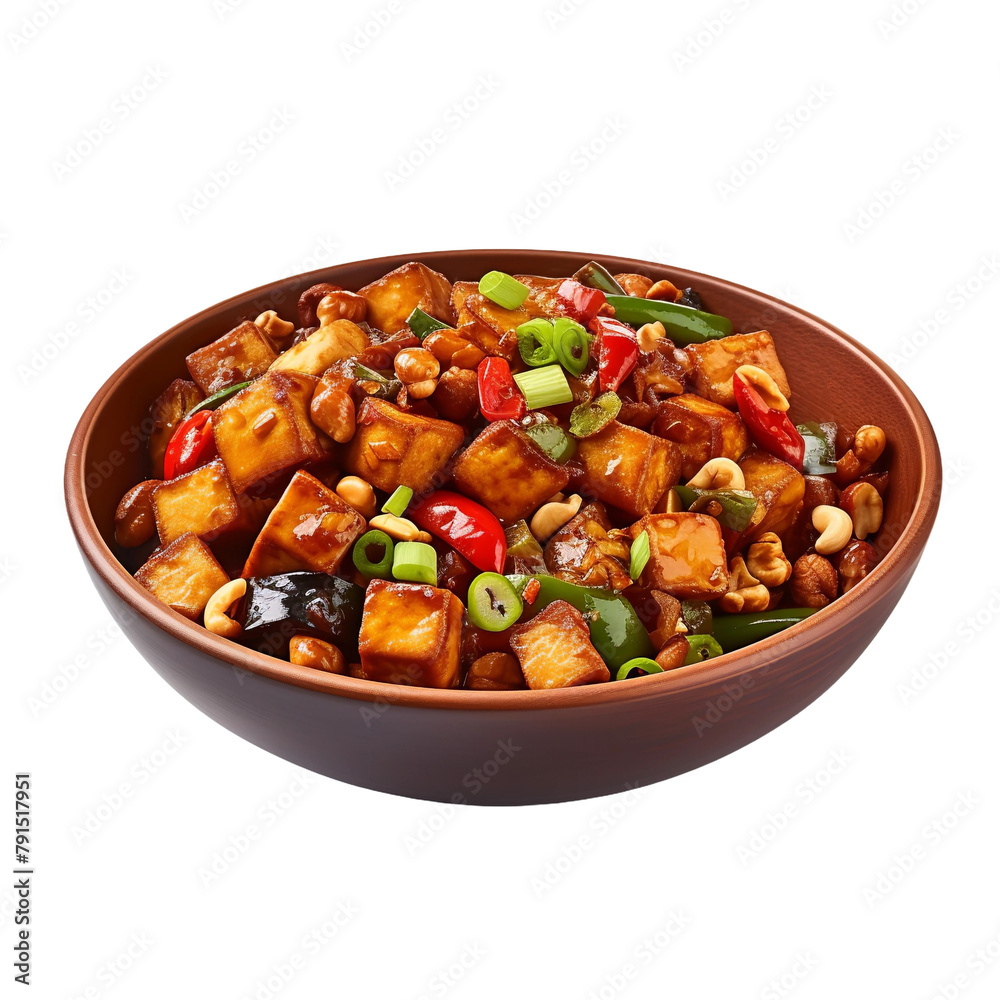 Delicious Sichuan Mapo Tofu Isolated On White Backgorund