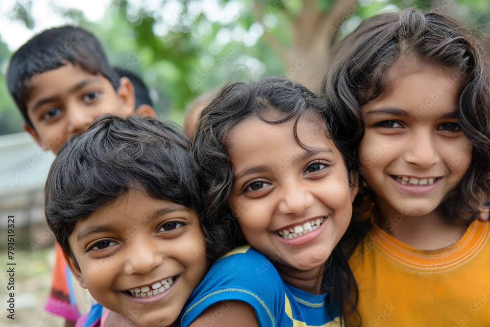Joyful indian children playing outdoors Joyful indian children playing outdoors
