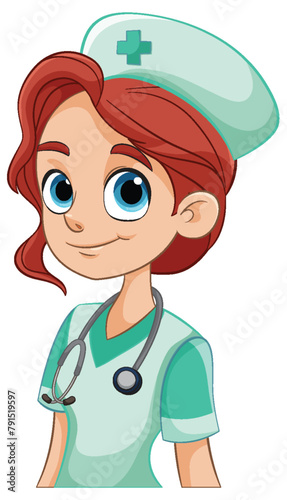 Vector illustration of a smiling female nurse