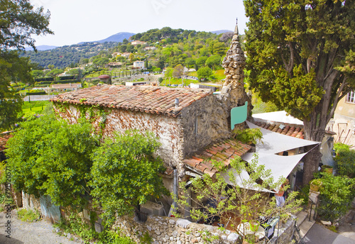 Architecrure of downtown in french village Saint-Paul-de-Vence, France photo