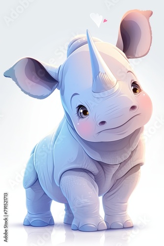 A cute cartoon baby rhinoceros