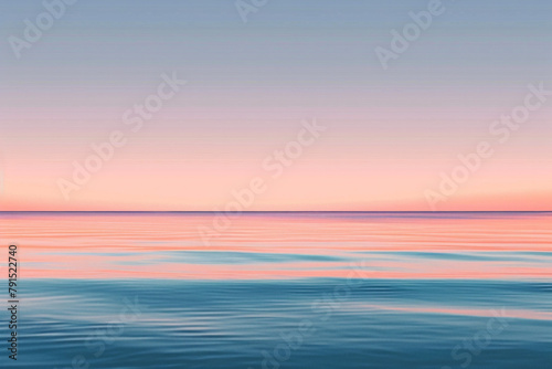 Serene beauty of a minimalist sunset, with a gradient of warm colors filling the sky above a tranquil horizon. © grey