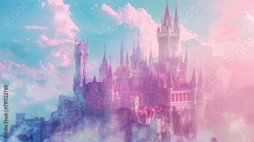 Illustration of a fairytale dreamlike castle  photo