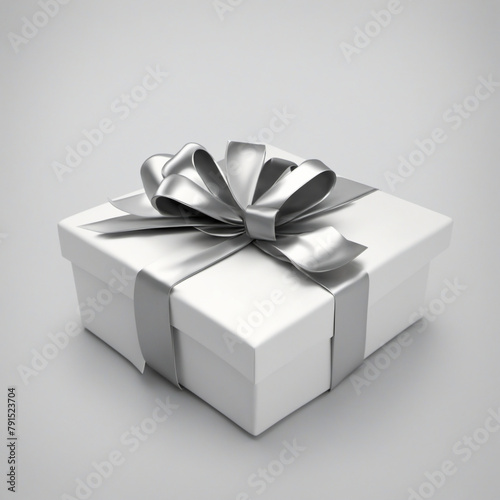 Present box with silver ribbon bow © Random_Mentalist