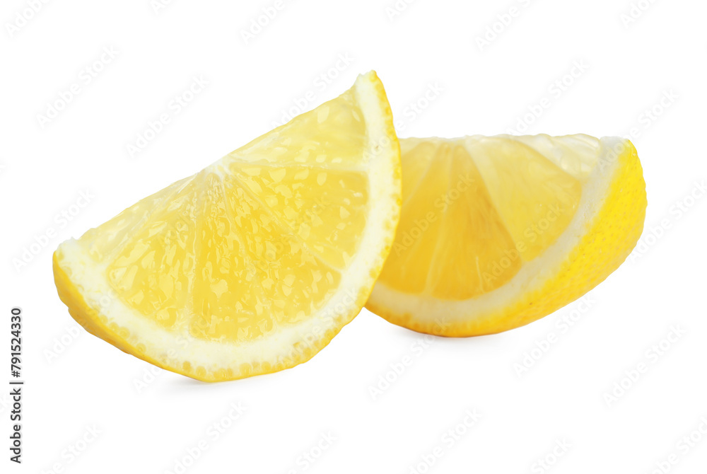 Pieces of fresh lemon isolated on white Pieces of fresh lemon isolated on white
