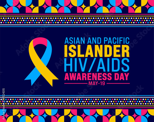 May is National Asian and Pacific Islander HIV AIDS Awareness Day background template. Holiday concept. use to background, banner, placard, card, and poster design template with text inscription