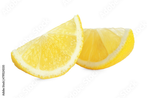 Pieces of fresh lemon isolated on white