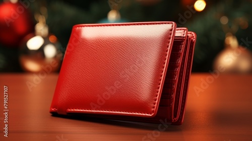 A rich red wallet filled with holiday bonus cash, a traditional endofyear reward that adds a festive cheer to the financial benefits of the season photo