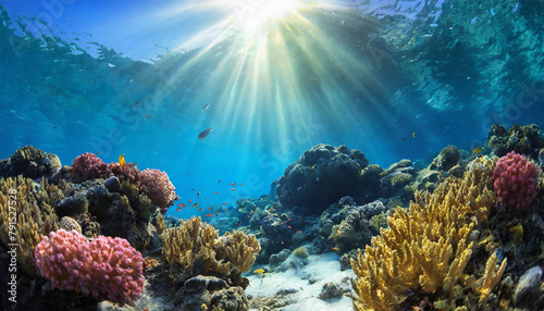 Where Sunlight Meets Coral: Exploring the Enchanting Depths of a Tropical Seabed photo