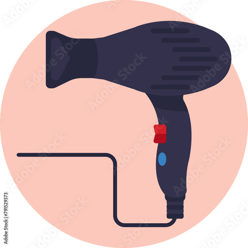 This icon features a stylized representation of a hair dryer, symbolizing quick hair styling and drying. 