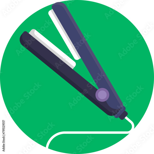 This icon illustrates a classic hair straightener, a staple tool in hairdressing for achieving flat, sleek hair looks.