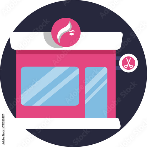 Salon building icon epitomizes the hub of creativity and relaxation, where skilled stylists craft stunning looks and clients unwind in luxury.