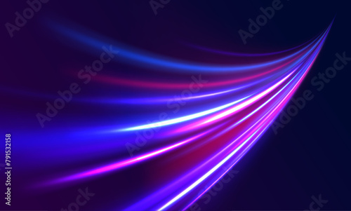 Electric car and city concept Hitech communication concept innovation background. Expressway, car headlight effect. Speed connection vector background. 