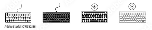 Keyboard icons set. Icon signs on a computer keyboard. Technological instrument keyboard. Stock vector