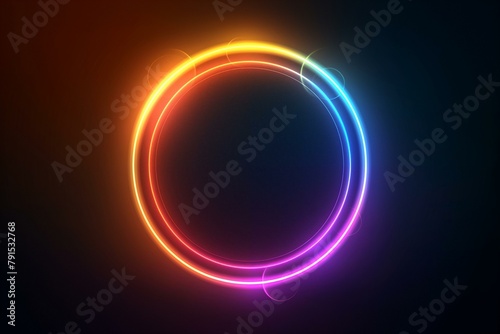 Vibrant Neon Rings on a Dark Background: Perfect for Creative and Technology Concepts