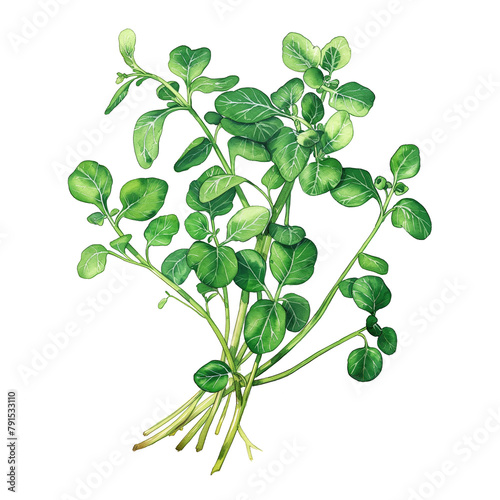 Cress, Watercress, Agrião, Food Illustration