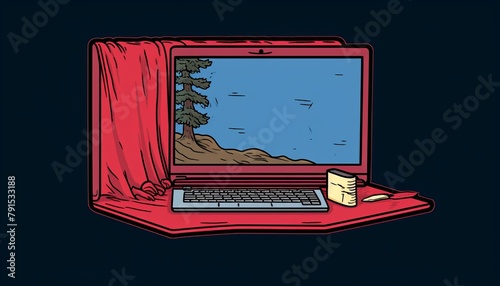 An empty wallet beside a glowing computer screen showing a bank account in the red, a vivid metaphor for financial exhaustion and the dire situation of being overindebted photo