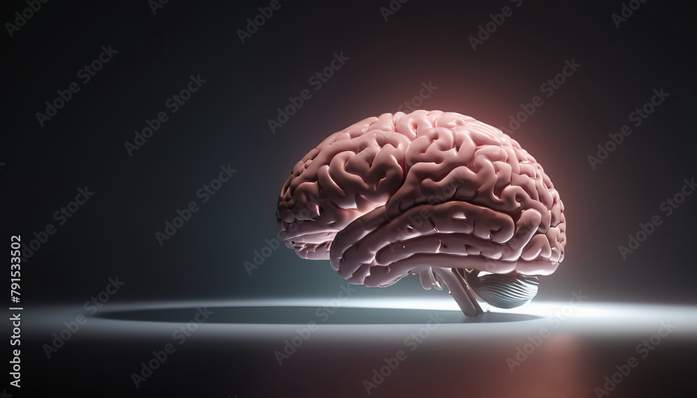 Realistic close-up image of the human brain, showing neurons and nerve processes, cells in a vein, world Brain Day Realistic close-up image of the human brain, showing neurons and nerve processes, cells in a vein, world Brain Day