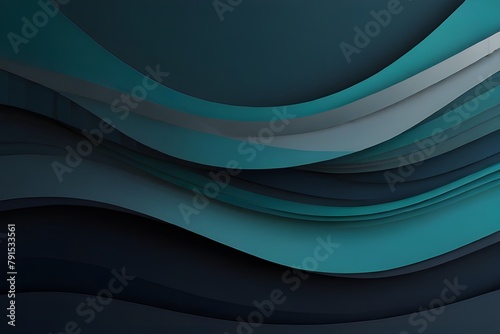 colorful horizontal banner. modern waves background design with teal blue, very dark blue and slate gray color Generator AI 