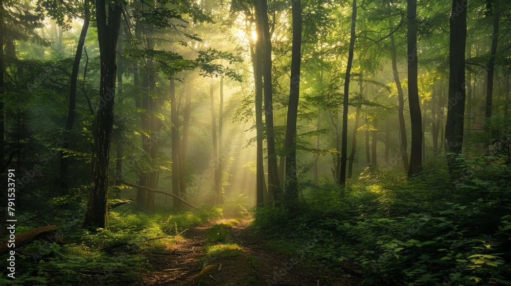 Obraz premium Sunlit forest trail