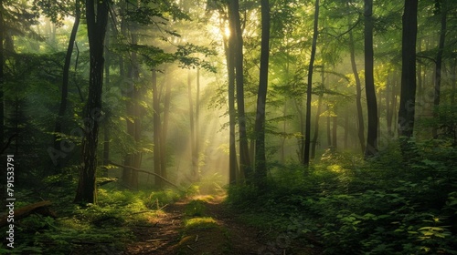 Sunlit forest trail