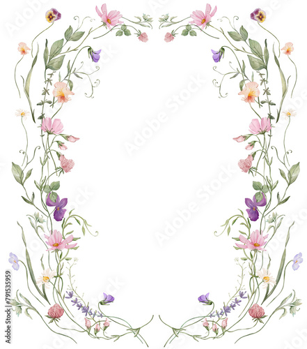Watercolor floral frame