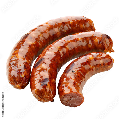 Smoked sausage isolated on transparent background