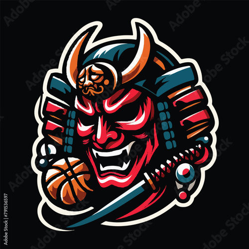 vector illustration esport logo of japanese mask 