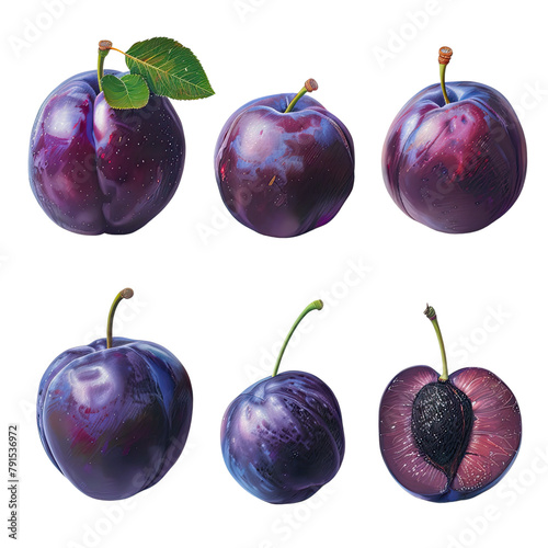 Collection of plums transparent background