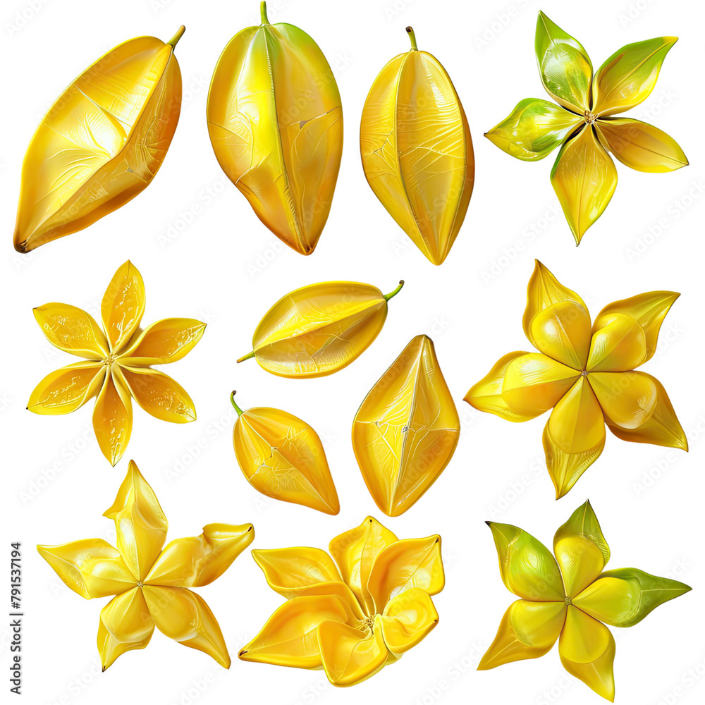 Collection of star fruit transparent background