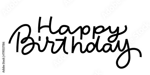 Happy Birthday. Calligraphy handwriting font. Cursive word. Template element design for holiday invitation, greeting card, banner. Vector text. Isolated on white background