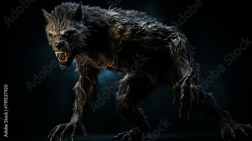 Illustration of a Werewolf on a Black Background © Philipp
